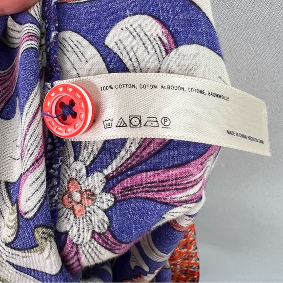 Anthropologie Eloise Floral Printed Cropped Lounge Pants Blue Orange Pajamas XS - Picture 4 of 4